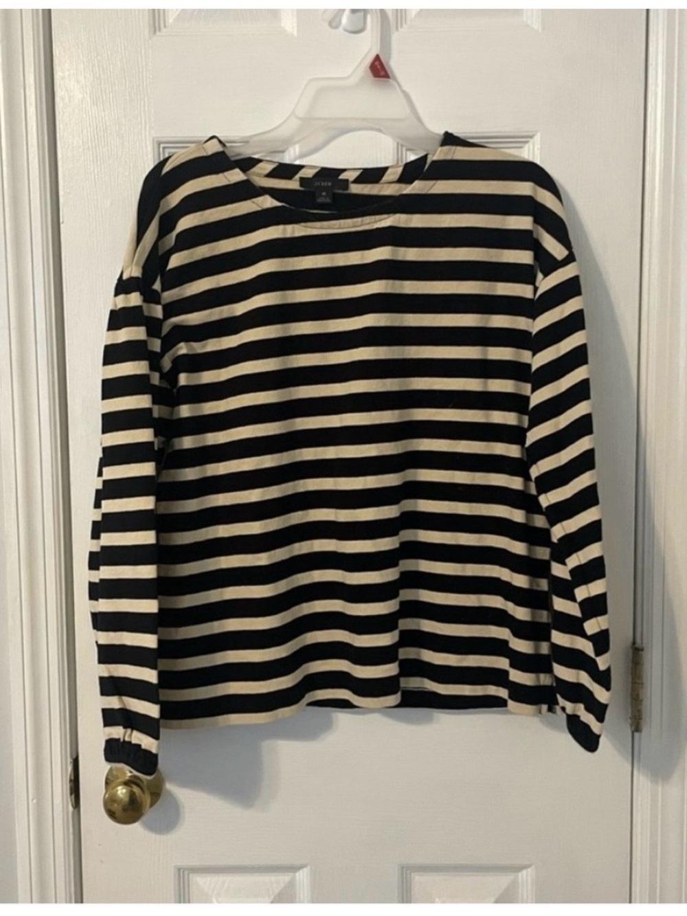 J Crew Striped Balloon Sleeve Sweater